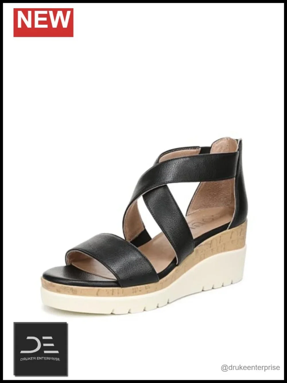 Naturalizer Goodtimes Strappy Wedge Sandal with Memory Foam Comfort, Open Toe